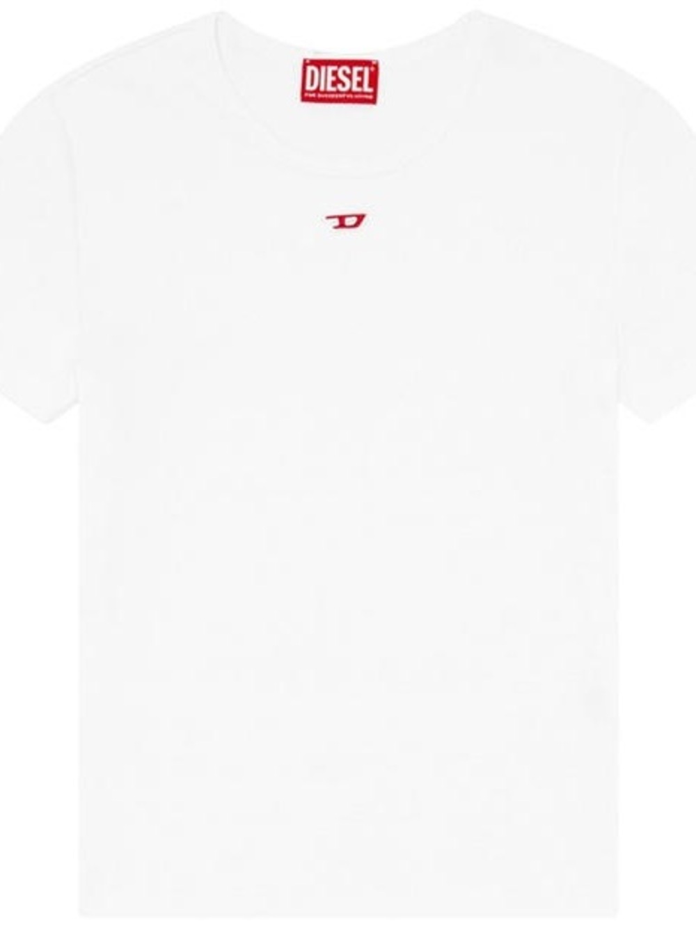 Diesel White Short Sleeve Tee with Red Logo